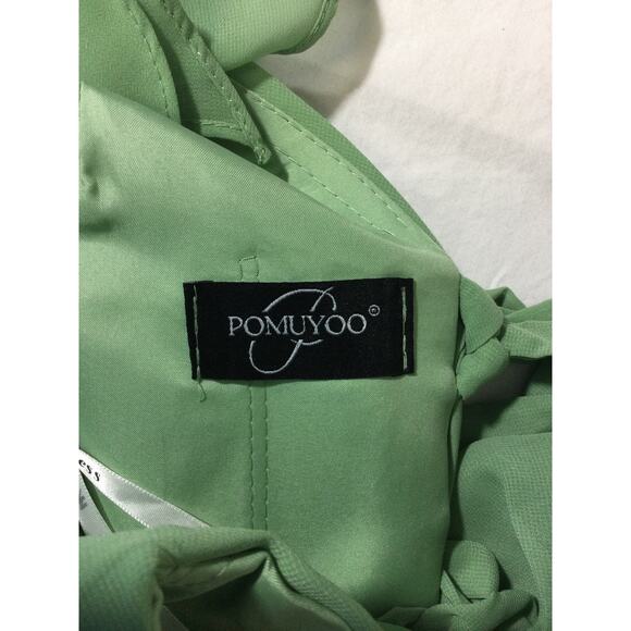 BRIDESMAID SZ 6 S green vneck flutter sleeve corset lace up  maxi dress NEW B168 - Picture 7 of 8